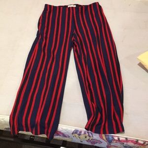 Red, black, blue striped Urban Outfitters pants.